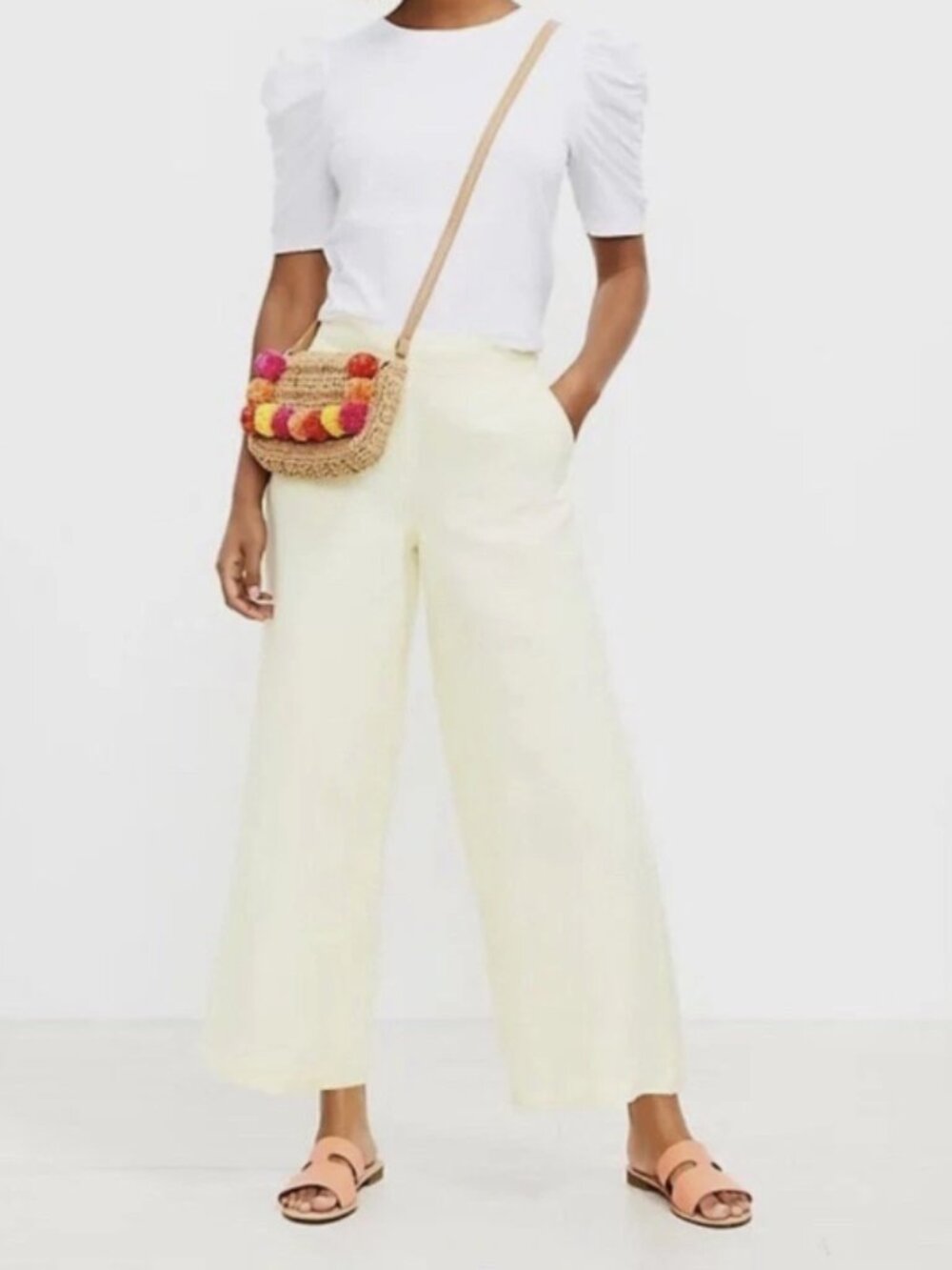 Loft Wide Leg Pants | Yellow Striped | NWT | Lg